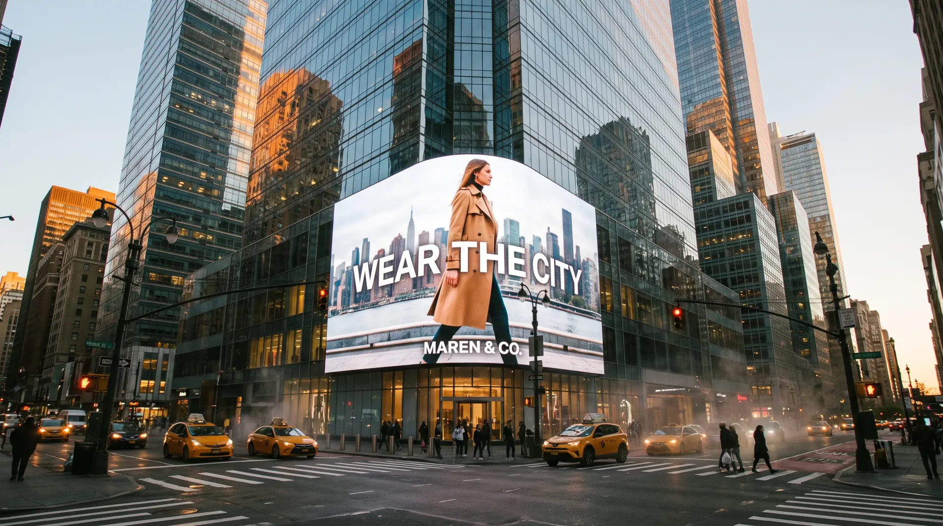 Billboard installation in a high-traffic urban area