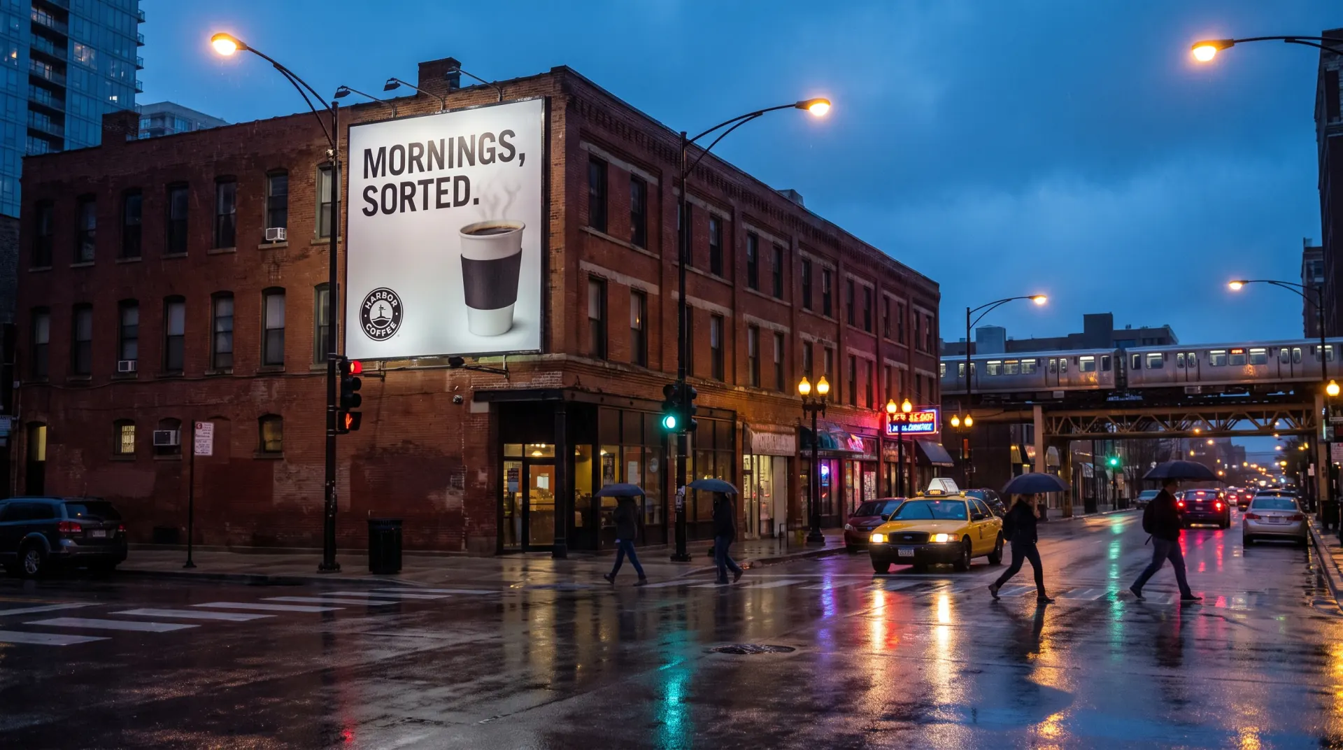 Urban roadside billboard